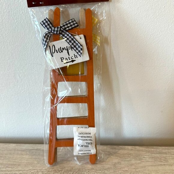Fall Mini Ladder Signs Set 2pc Sunflower Pumpkin Patch 11in Tier Tray Decor - Picture 8 of 11